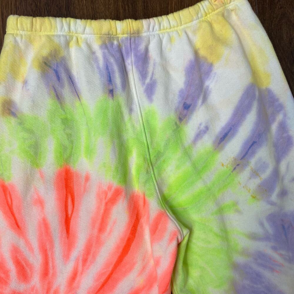 Re/Done x Hanes 2 Piece Raglan Neon Tie Dye Spiral Sweatshirt & Sweatpants M NEW - Picture 13 of 16